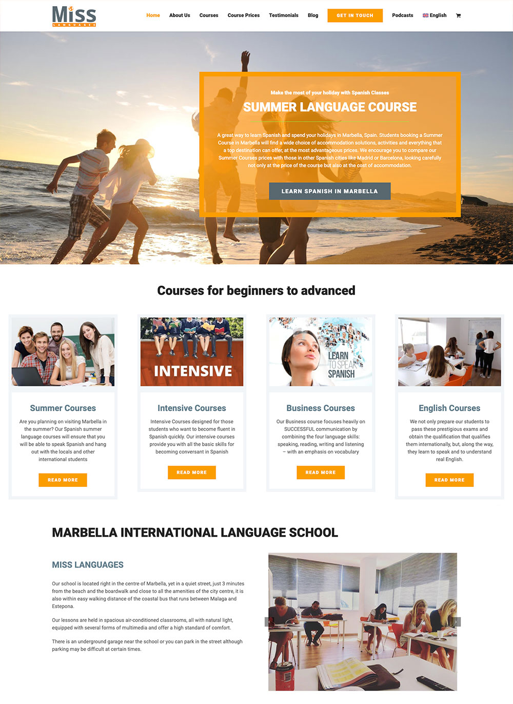 Miss Languages english and spanish language school in Marbella wordpress design Miss Languages english and spanish language school in Marbella wordpress design
